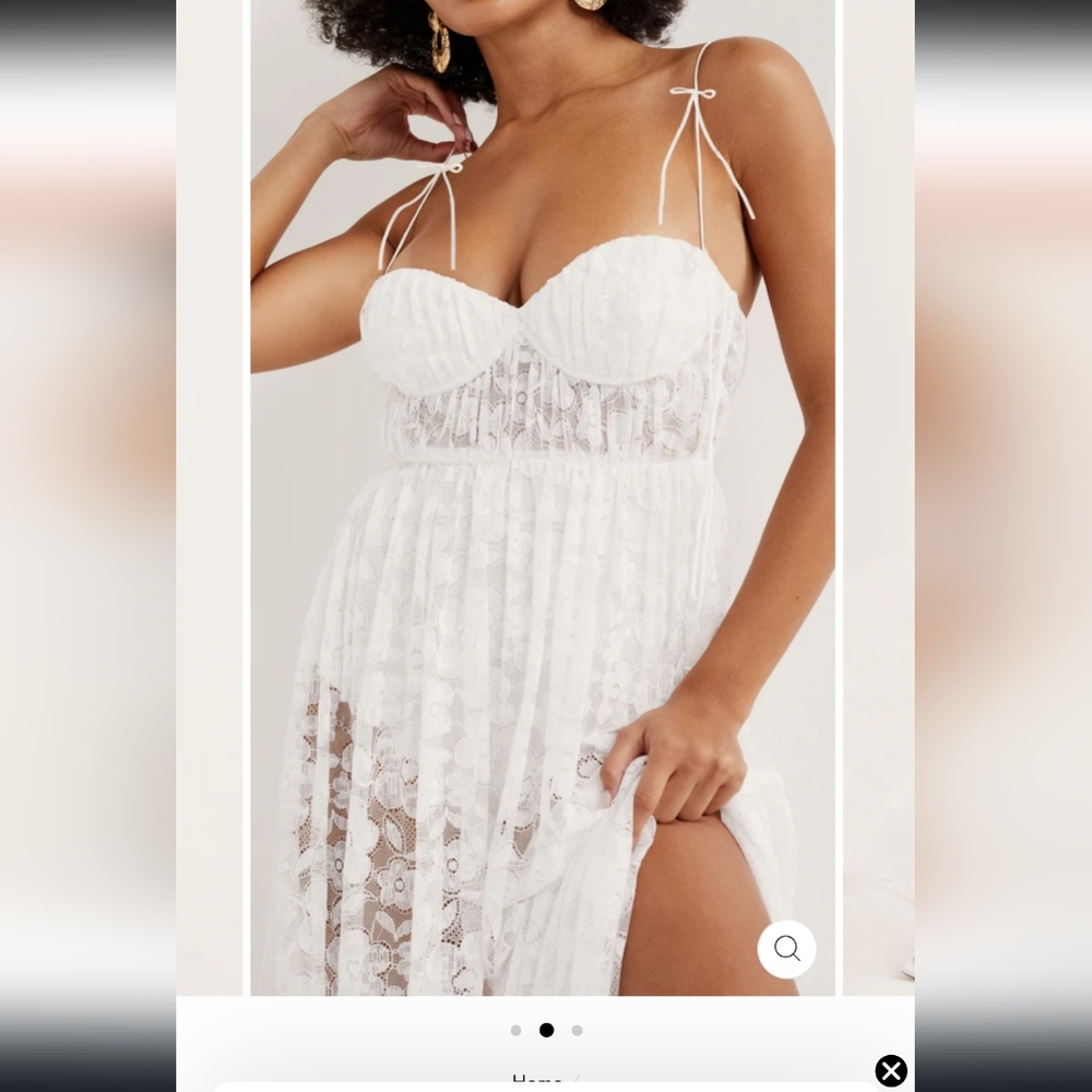 For Love & Lemons Lorena Maxi Dress White Lace - Picture 12 of 15